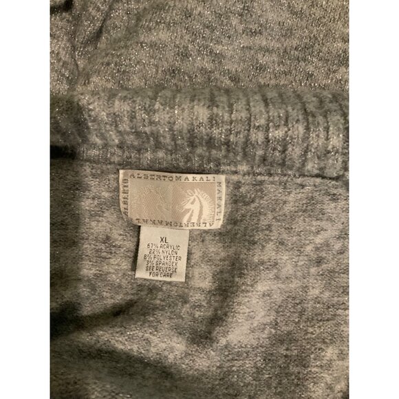 Alberto Makali Gray Silver Metallic V-Neck Popover Sweater Tunic, Size XL - Picture 6 of 6